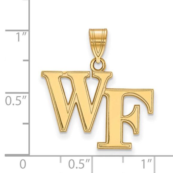 14k Gold Plated Silver Wake Forest U. Medium 'WF' Pendant - Picture 2 of 3